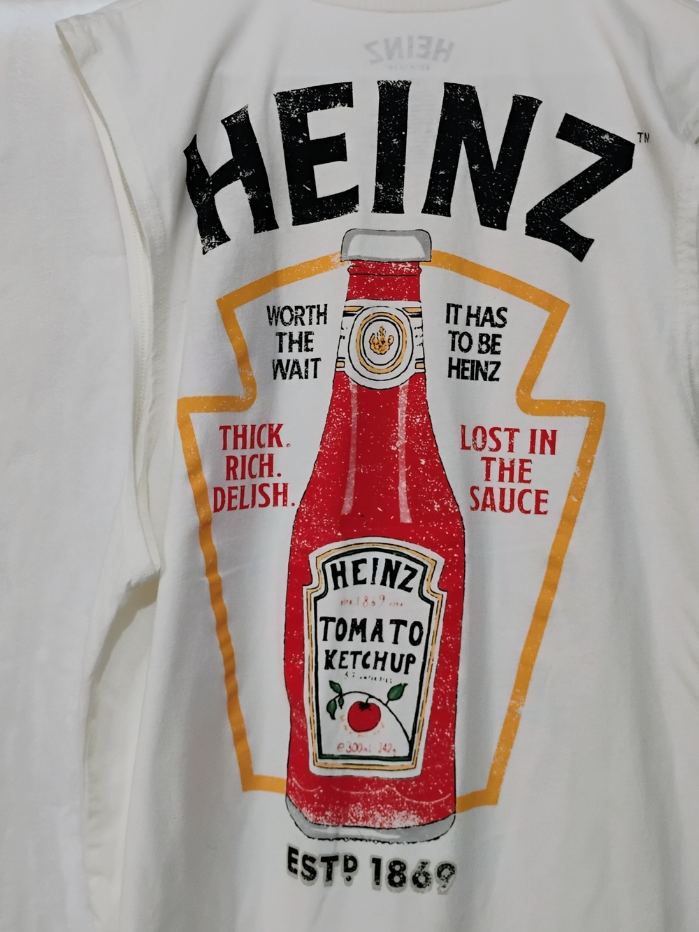 Heinz Ketchup Large White Muscle T Shirt Tank Top Embroidered Unique Graphic E